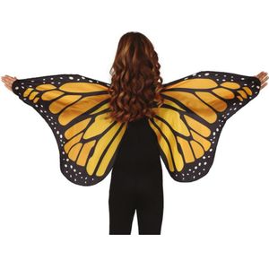 Fiestas Guirca Verkleed vleugels vlinder - geel/zwart - voor kinderen - Carnavalskleding/accessoires