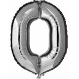 80 jaar zilveren folie ballonnen 88 cm leeftijd/cijfer - Leeftijdsartikelen 80e verjaardag versiering - Heliumballonnen