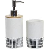Items - Toiletborstel wit/zwart 39 cm met zeeppompje 300 ml en beker