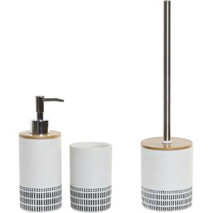 Items - Toiletborstel wit/zwart 39 cm met zeeppompje 300 ml en beker