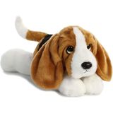 Pluche bruin/witte Basset hound honden knuffel 30 cm - Honden/ jachthonden huisdieren knuffels - Speelgoed voor kinderen