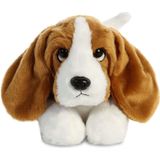 Pluche bruin/witte Basset hound honden knuffel 30 cm - Honden/ jachthonden huisdieren knuffels - Speelgoed voor kinderen