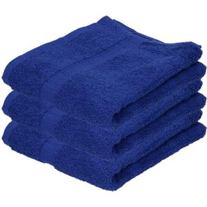 3x Luxe handdoeken blauw 50 x 90 cm 550 grams - Badkamer textiel badhanddoeken