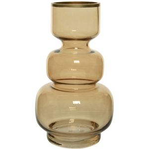 Bloemen vaas amber transparant/goud van glas 25 cm hoog diameter 15 cm - Handgemaakte stijlvolle vazen