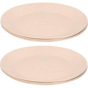 8x ontbijt/diner bordjes van afbreekbaar bio-plastic 26 cm dia in het eco-beige - Campingservies/picknickservies
