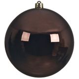 2x Grote donkerbruine kunststof kerstballen van 20 cm - glans - donkerbruine kerstballen - Kerstversiering