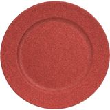 8x Ronde onderzet borden rood met glitters 33 cm - onderborden