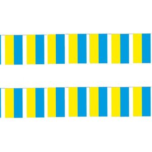 2x stuks papieren slinger Oekraine 4 meter - Oekrainse vlag - Supporter feestartikelen - Landen decoratie/versiering