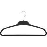 Set van 15x stuks kunststof/rubber kledinghangers zwart 45 x 24 cm - Kledingkast hangers/kleerhangers