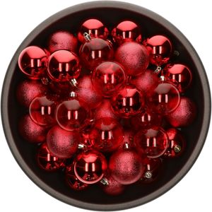 Decoris kerstballen - 25x stuks - 6 cm -kunststof - rood