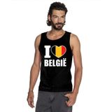 Zwart I love Belgie supporter singlet shirt/ tanktop heren - Belgisch shirt heren