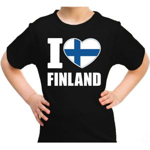I love Finland t-shirt zwart voor kids - Fins landen shirt - Finland supporters kleding