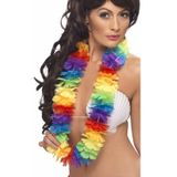 Hawaii party verkleedset dames - Carribbean strohoed - bloemenkrans in kleurenmix - Tropical toppers