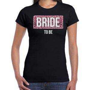 Bride to be t-shirt met panterprint - zwart - dames - vrijgezellenfeest outfit / shirt / kleding