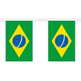 3x Buiten vlaggenlijn Brazilie 3 meter - Braziliaanse vlag - Supporter feestartikelen - Landen decoratie en versieringen