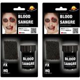 2x stuks potje gestold horror nepbloed schmink met sponsje 15 gram - Halloween verkleed accessoires/make-up