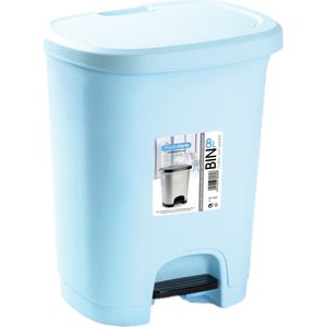 Kunststof afvalemmers/vuilnisemmers/pedaalemmers in het lichtblauw van 8 liter met deksel en pedaal 25 x 21 x 30 cm