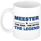 Meester the man, the myth, the legend cadeau koffiemok / theebeker 300 ml - verjaardag / bedankje - cadeau meester / leraar / onderwijzer