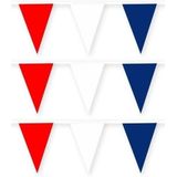 3x Tsjechie stoffen vlaggenlijnen/slingers 10 meter van katoen - Landen feestartikelen versiering - EK/WK duurzame herbruikbare slinger rood/wit/blauw van stof