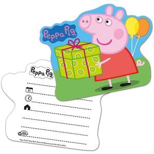 12x Peppa Pig themafeest kinderfeest uitnodigingen  - Thema feest uitnodigingen