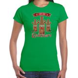 Bellatio Decorations fout kersttrui t-shirt dames - Rudolf Reinbeers - groen - rendier/bier