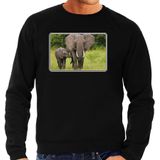 Dieren sweater olifanten foto - zwart - heren - natuur / olifant cadeau trui - Afrikaanse dieren kleding / sweat shirt