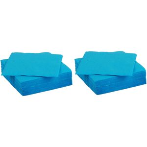 Color Party diner/feest servetten - 60x - blauw - 38 x 38 cm - papier - 3-laags