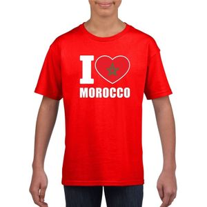 Rood I love Marokko supporter shirt kinderen - Marokkaans shirt jongens en meisjes