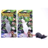 2x stuks john Toy - Speelgoed Halloween decoratie kunststof rat grijs 28 cm