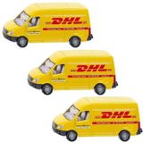 3x stuks siku DHL bezorg busje modelauto  8 cm - Mercedes speelgoed auto/wagen