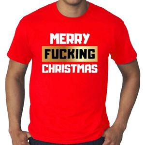 Grote maten fout Kerst t-shirt - Merry Fucking Christmas - rood voor heren - kerstkleding / kerst outfit