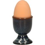 2x stuks eierdopjes van aardewerk blauw 5 cm - Houders voor gekookte eieren - Ontbijt en lunch Pasen tafeldecoratie