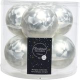 Glazen kerstballen pakket wit ijslak 10x stuks inclusief piek - 6x 8 cm en 4x 10 cm