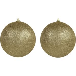 3x Gouden grote glitter kerstballen 18 cm - hangdecoratie / boomversiering glitter kerstballen