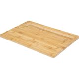 Brood snijplank 40 x 27 cm van bamboe hout inclusief broodmes en pincet - Serveerplank - Broodplank