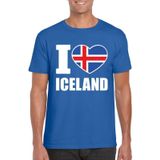 Blauw I love Ijsland supporter shirt heren - Ijslands t-shirt heren