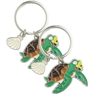 4x stuks metalen zeeschildpad sleutelhanger 5 cm - Dieren cadeau artikelen