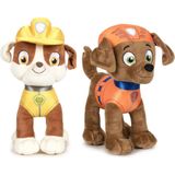 Paw Patrol knuffels setje van 2x karakters Rubble en Zuma 27 cm - Kinder speelgoed hondjes cadeau