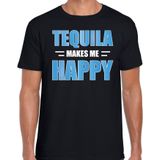 Tequila makes me happy / Tequila maakt me gelukkig drank t-shirt zwart voor heren - tequila drink shirt - themafeest / outfit