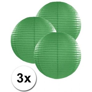 3 donker groene lampionnen 25 cm