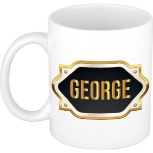 George naam cadeau mok / beker met gouden embleem - kado verjaardag/ vaderdag/ pensioen/ geslaagd/ bedankt