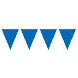 Witte/Blauwe feest punt vlaggetjes pakket - 60 meter - slingers / vlaggenlijn