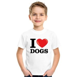 Wit I love dogs/ honden t-shirt kinderen