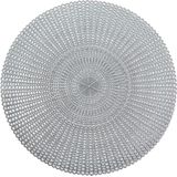 12x Ronde placemats zilver geponste gaatjes 41 cm - Tafeldecoratie - Borden onderleggers van kunststof