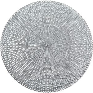 12x Ronde placemats zilver geponste gaatjes 41 cm - Tafeldecoratie - Borden onderleggers van kunststof