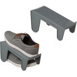 Set van 10x stuks schoenenrekjes/plankjes voor 1 paar schoenen grijs 29,5 x 25 cm - Schoenen opbergen