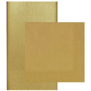 Papieren tafelkleed/tafellaken goud inclusief gouden servetten - Kerstdiner tafel