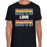 Bellatio Decorations Gay Pride shirt - boys love boys - regenboog - heren - zwart