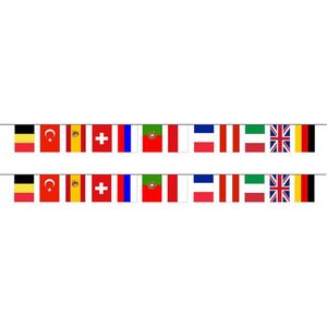 3x stuks europese landen vlaggetjes slinger/vlaggenlijn van 5 meter - een selectie van landen - Feestartikelen/versiering