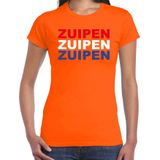 Koningsdag t-shirt Zuipen - oranje - dames - koningsdag / EK/WK outfit / kleding / shirt